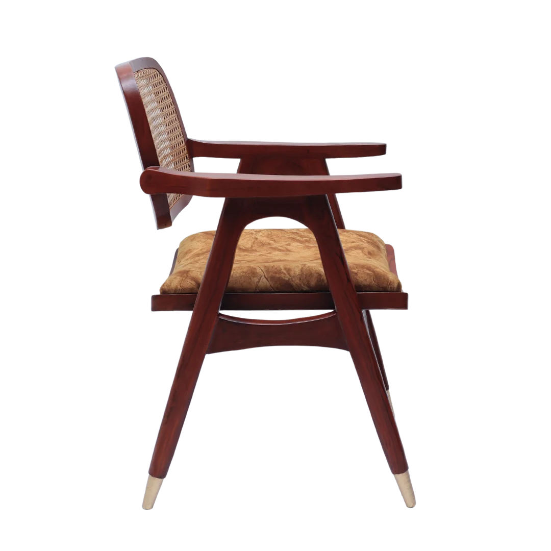 Aakar Teak Wood Arm Chairs (Brown Gold) side view