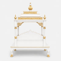Aaradhana Large Floor Rested Pooja Mandir (White Gold) Back View