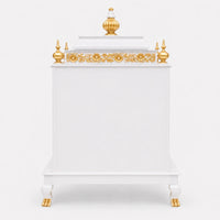 Aaradhana Medium Floor Rested Pooja Mandir (White Gold) Back VIew