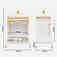 Aaradhana Medium Floor Rested Pooja Mandir (White Gold) Dimensions