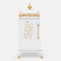 Aaradhana Medium Floor Rested Pooja Mandir (White Gold) Side Angle