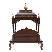 Aaradhana Large Floor Rested Pooja Mandir/Wooden temple for home in Brown Gold color back view