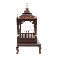 Aaradhana Large Floor Rested Pooja Mandir/Wooden temple for home in Brown Gold color side view