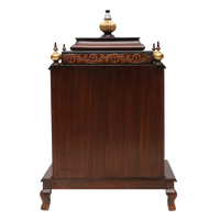 Aaradhana Medium Floor Rested Pooja Mandir/Wooden temple for home in Brown Gold color back view