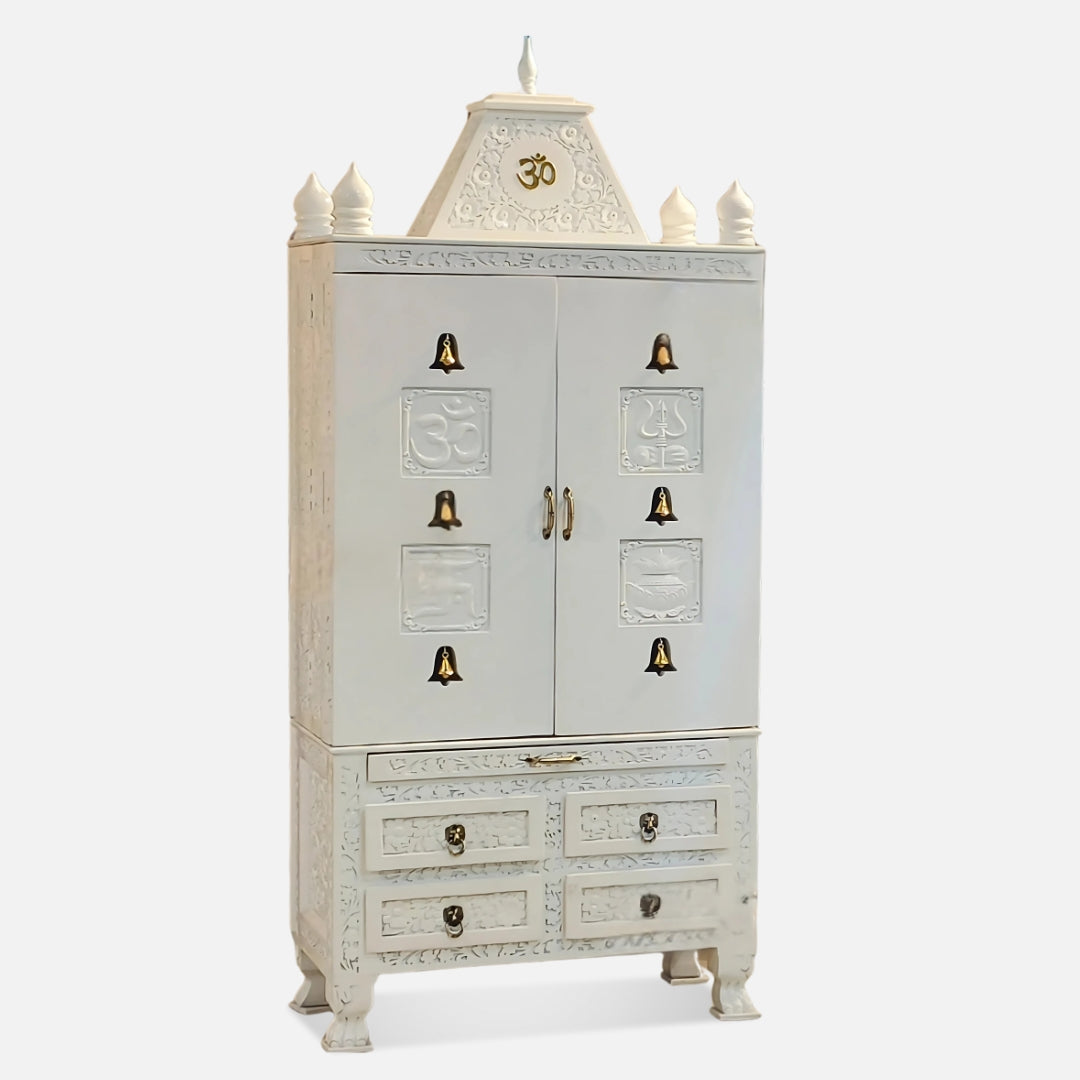Aarati Teak Wood Mandap (White) side angle 