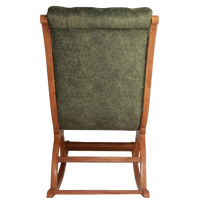 Aarava Fabric Upholstered Teak Wood Rocking Chair Back View(Teak Forest)