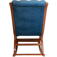Aarava Fabric Upholstered Teak Wood Rocking Chair Back View(Teak Indigo)