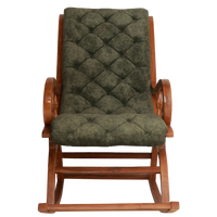Aarava Fabric Upholstered Teak Wood Rocking Chair Front View(Teak Forest)