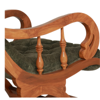 Aarava Fabric Upholstered Teak Wood Rocking Chair Zoom View(Teak Forest)