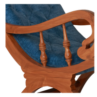 Aarava Fabric Upholstered Teak Wood Rocking Chair Zoom View(Teak Indigo)