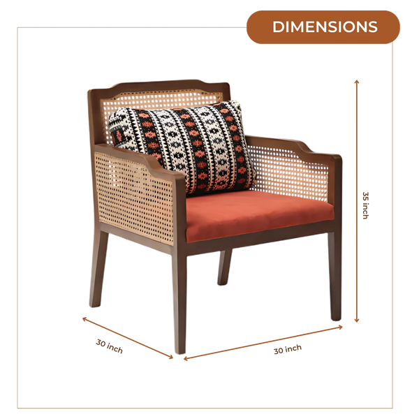 Aarika Teak Wood Lounge Chair (Brown) Dimensions