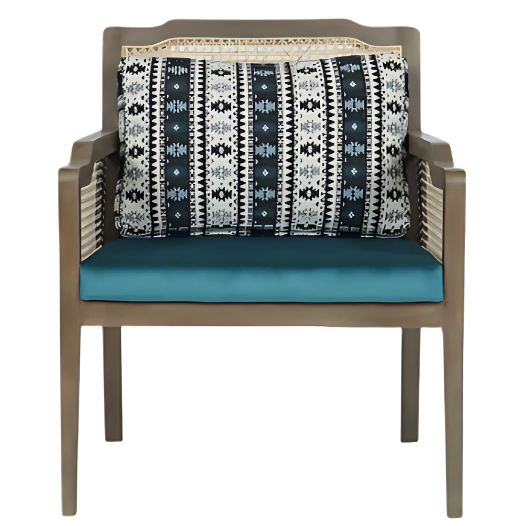 Aarika Teak Wood Lounge Chair (Teak) Front View