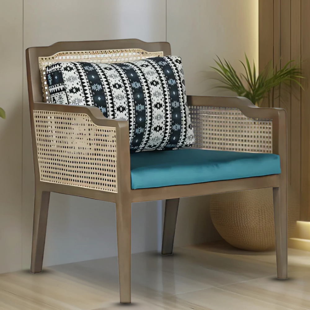 Aarika Teak Wood Lounge Chair (Teak) lifestye view
