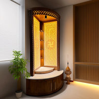 Aarohan Corner Pooja Mandap (Brown) Lifestyle view