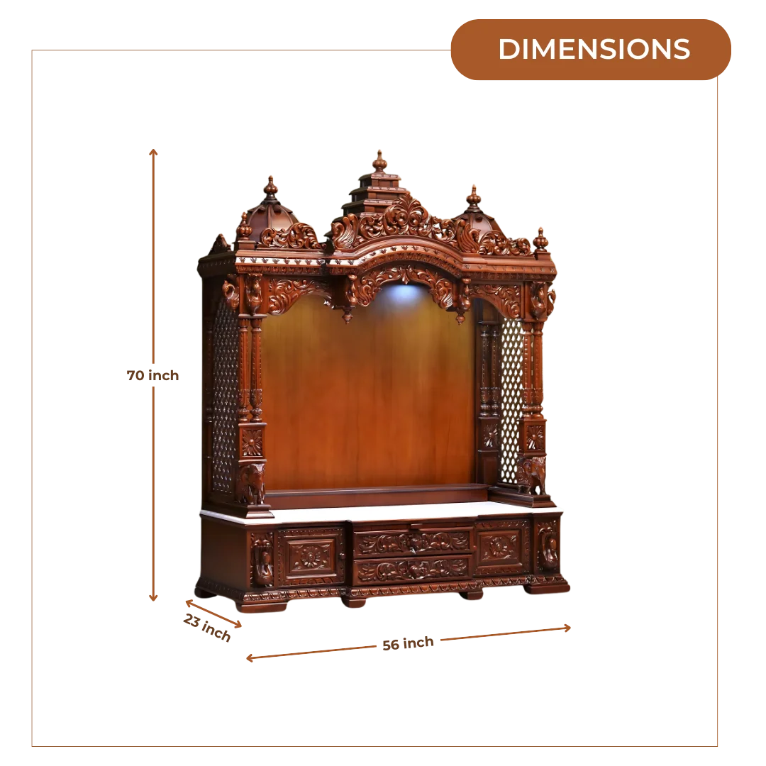 Aarunya Teak Wood Mandap (Brown) dimensions