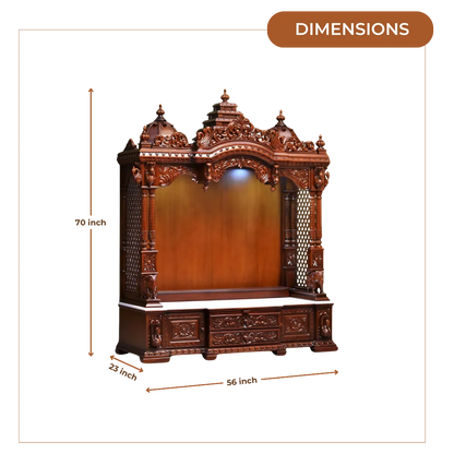 Aarunya Teak Wood Mandap (Brown) dimensions