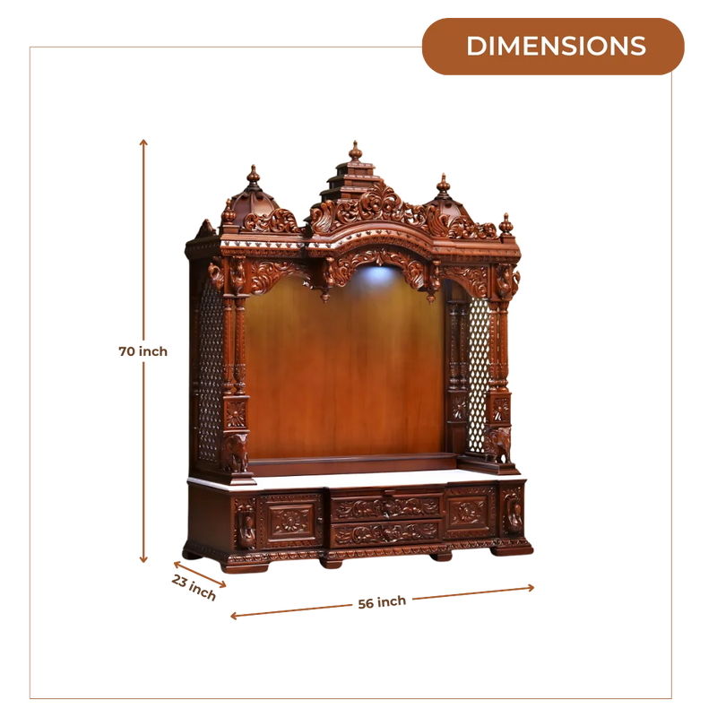 Aarunya Teak Wood Mandap (Brown) dimensions