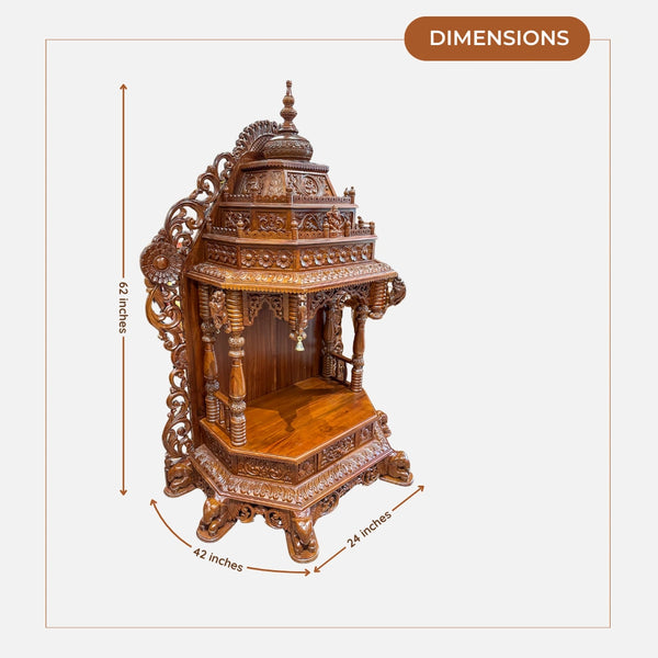 Aarzo Teak Wood Mandir (Teak)dimensions 