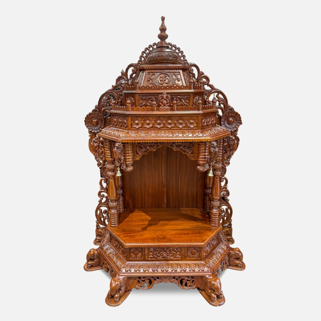  Aarzo Teak Wood Mandir (Teak) front view 