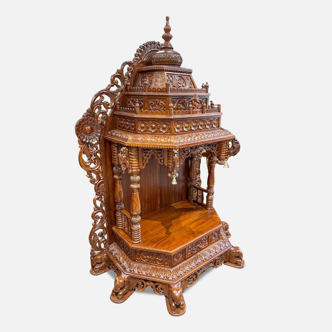 Aarzo Teak Wood Mandir (Teak) side angle