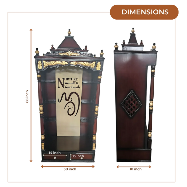 Aastha Teak Wood Mandap (Brown) dimensions
