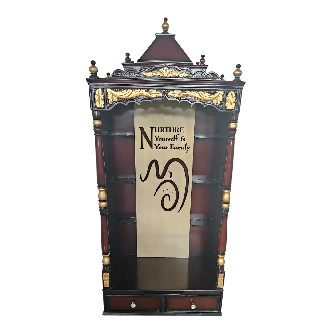 Aastha Teak Wood Mandap (Brown) front view