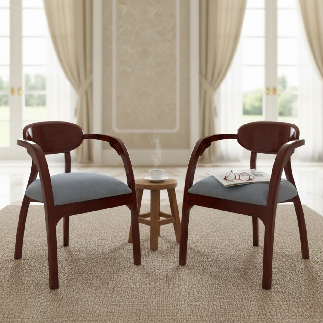 Abetos Teak Wood Arm Chair (Brown Grey) lifestyle view 