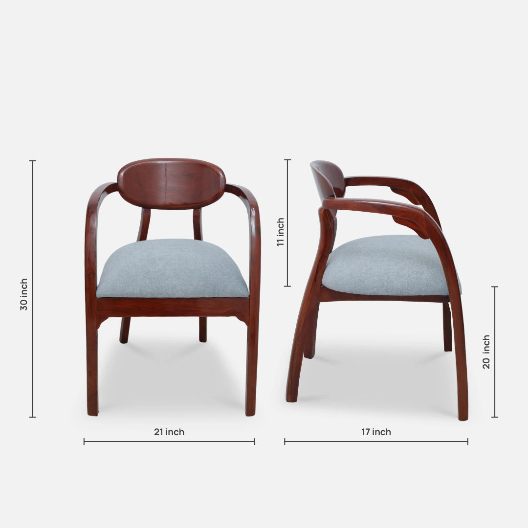 Abetos Teak Wood Arm Chairs (Brown Grey)dimensions 