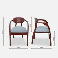 Abetos Teak Wood Arm Chairs (Brown Grey)dimensions 