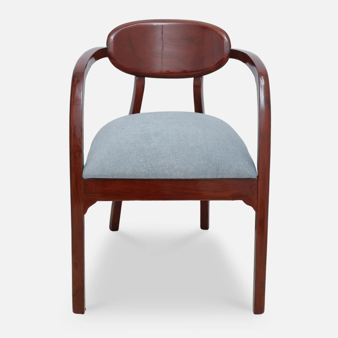 Abetos Teak Wood Arm Chairs (Brown Grey)front view 