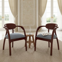 Abetos Teak Wood Arm Chairs (Brown Grey) lifestyle view 