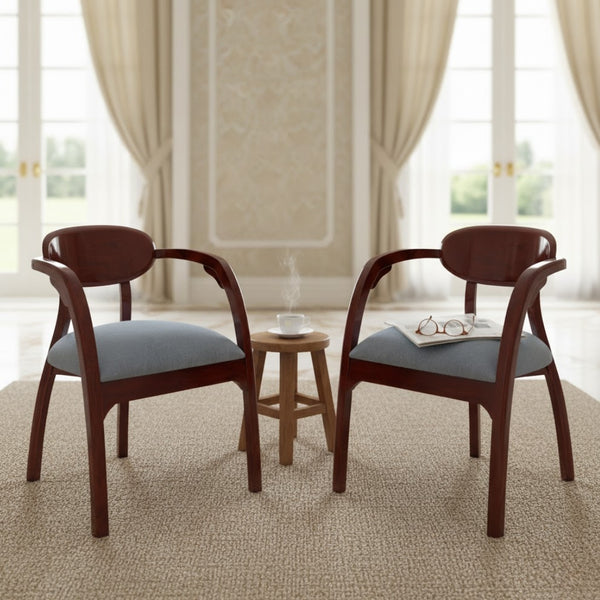 Abetos Teak Wood Arm Chairs (Brown Grey) lifestyle view 