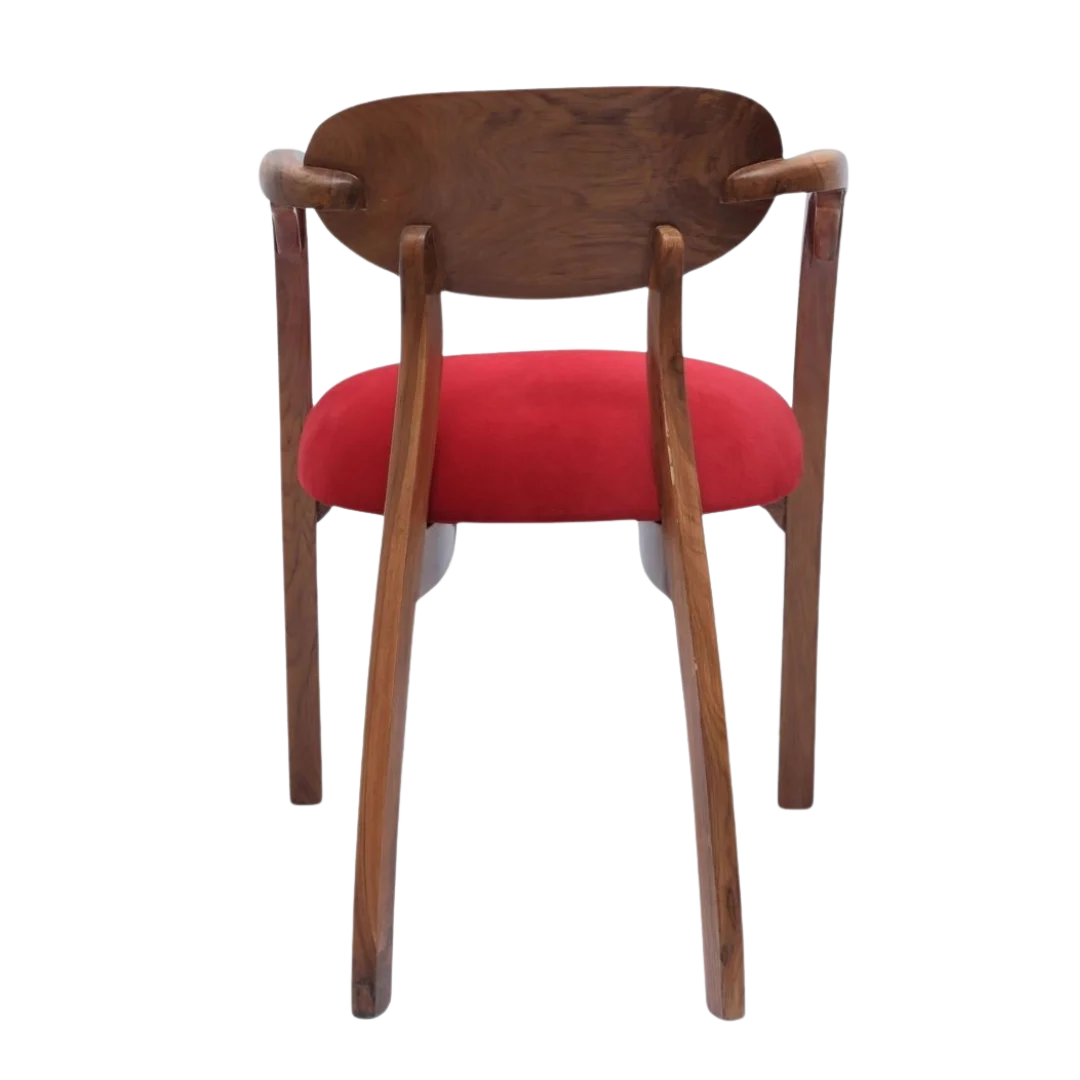 Abetos Teak Wood Arm Chairs (Red) back view