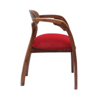 Abetos Teak Wood Arm Chairs (Red) side view