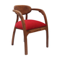 Abetos Teak Wood Arm Chairs (Red) side angle