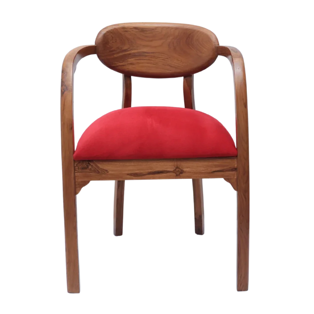 Abetos Teak Wood Arm Chairs (Red)