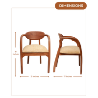 Abetos Teak Wood Arm Chairs (Teak Beige) Dimensions