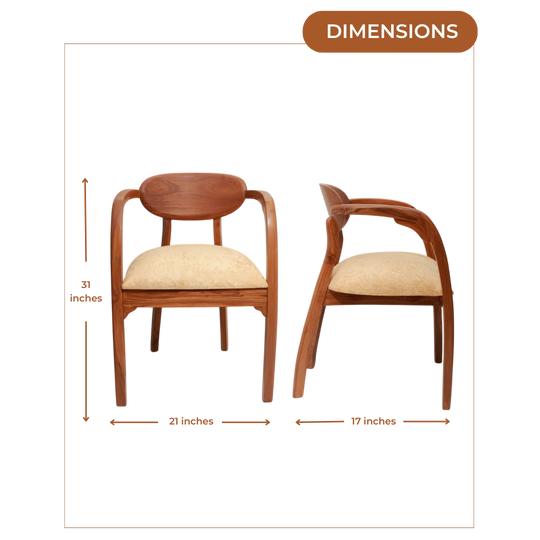 Abetos Teak Wood Arm Chairs (Teak Beige) Dimensions