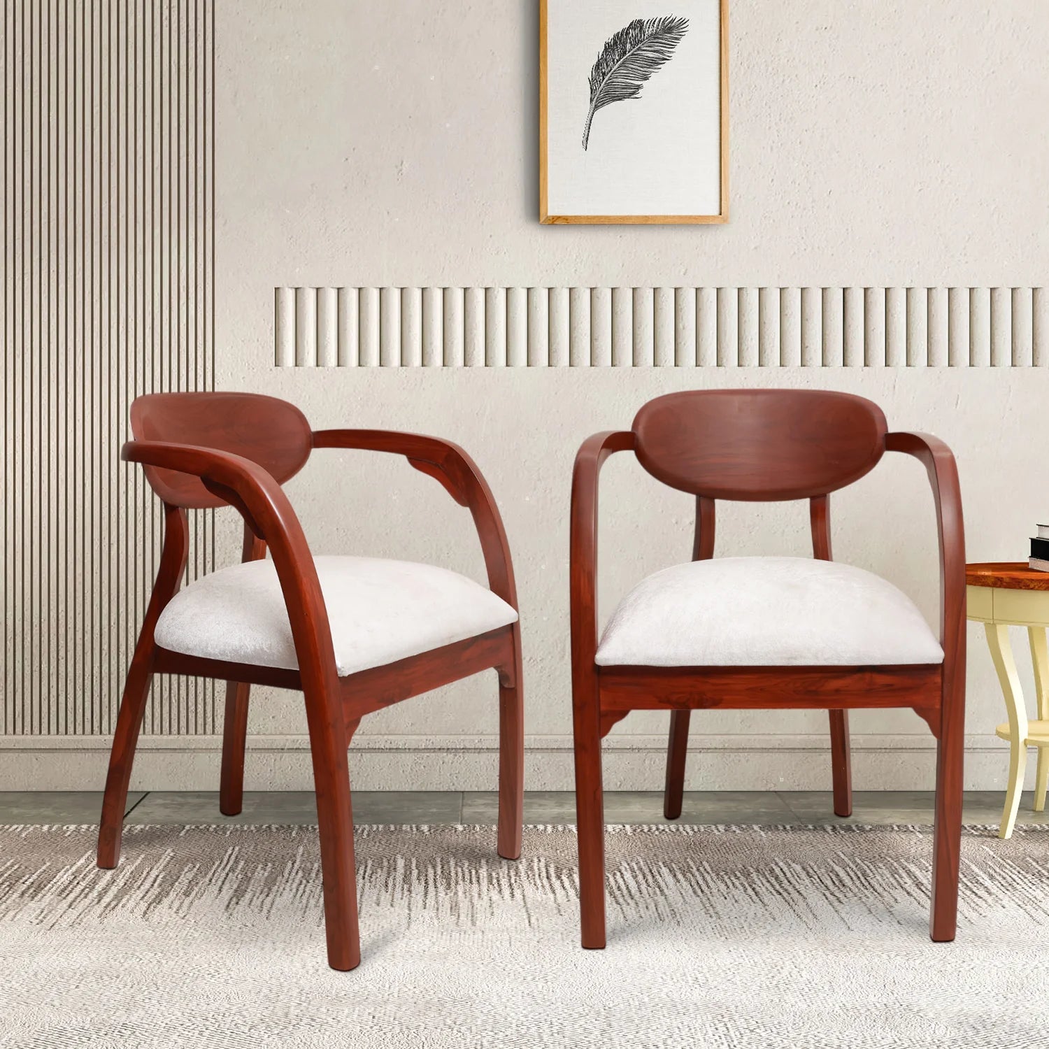 Abetos Teak Wood armchair in brown color Lifestyle view