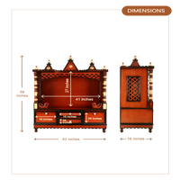 Abhikya Kostha Floor Rested Pooja Mandir without Door (Brown Gold) dimensions