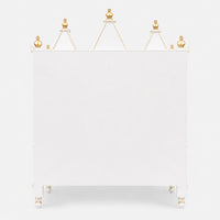 Abhikya Kostha Floor Rested Pooja Mandir without Door (White Gold) Back View