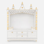 Abhikya Kostha Floor Rested Pooja Mandir without Door White Gold