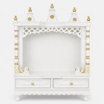 Abhikya Sadana Floor Rested Pooja Mandir without Door White Gold
