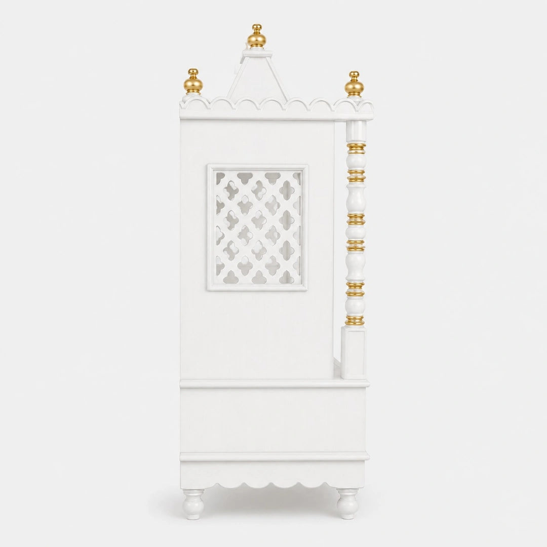 Abhikya Sadana Floor Rested Pooja Mandir without Door (White Gold) Side Image