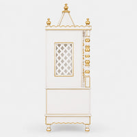 Abhikya Sthana Floor Rested Pooja Mandir without Door (White Gold) SIde Angle