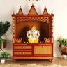 Abhikya Sthana Floor Rested Pooja Mandir without Door (Teak Gold)