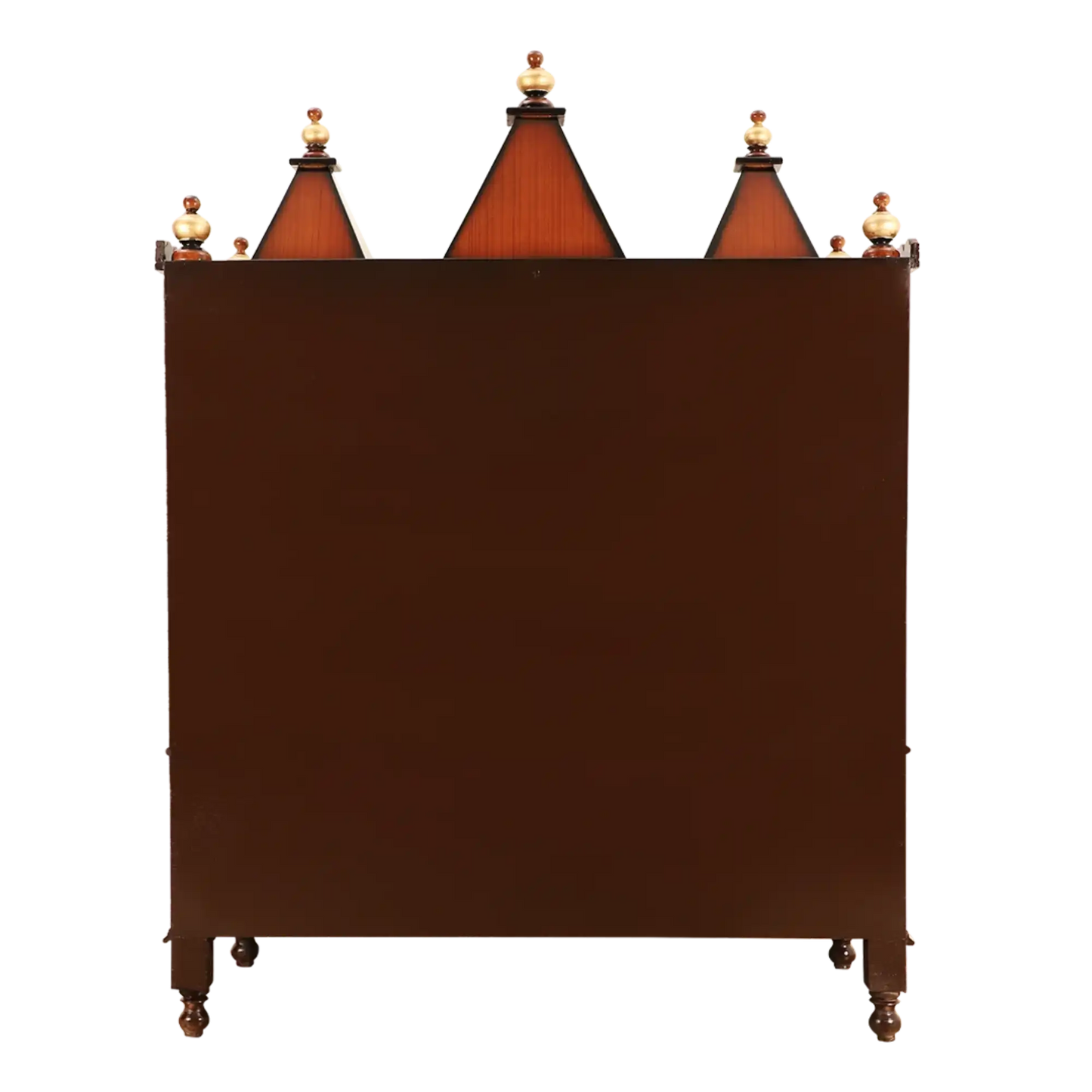 Abhikya Kostha Floor Rested Pooja Mandir/Wooden temple for home in Brown Gold color back view