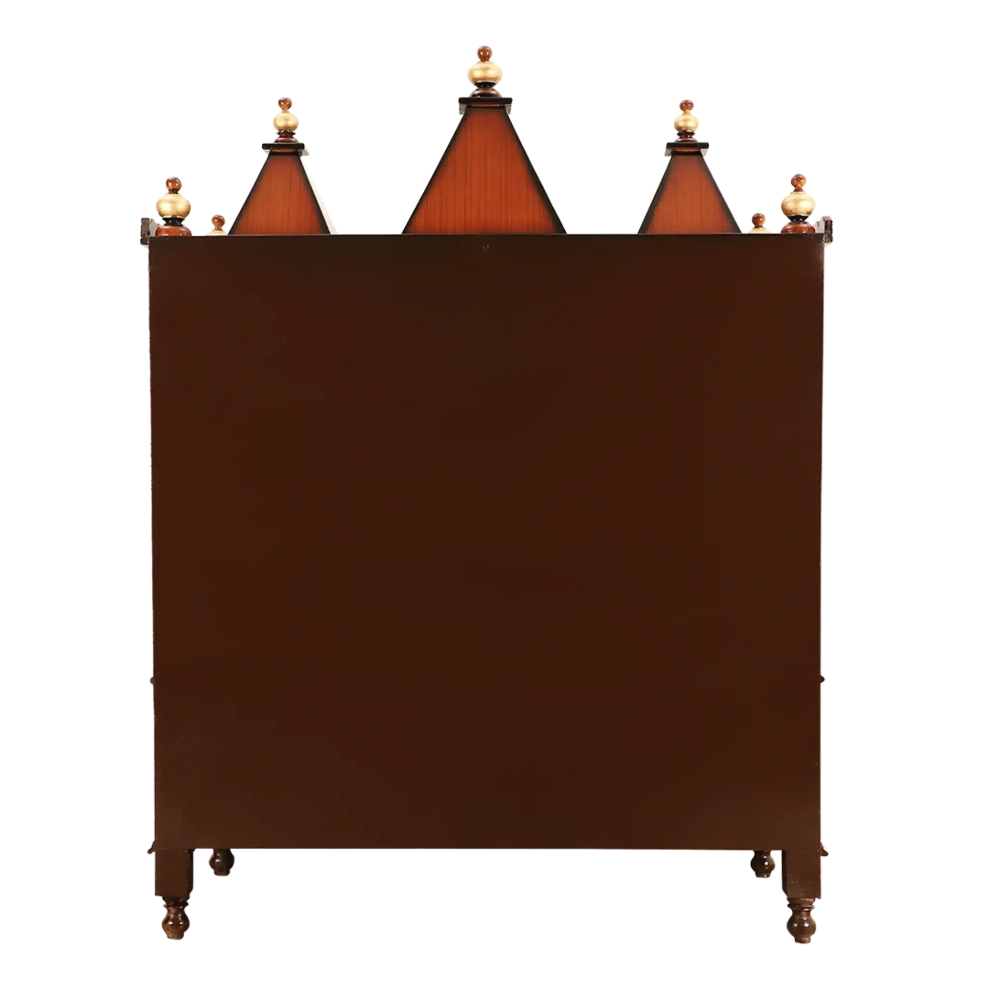 Abhikya Kostha Floor Rested Pooja Mandir/Wooden temple for home in Brown Gold color back view