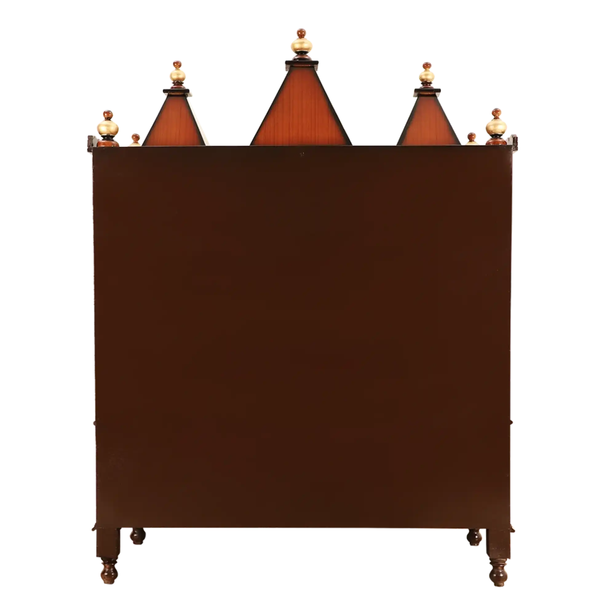 Abhikya Kostha Floor Rested Pooja Mandir/Wooden temple for home in Brown Gold color back view