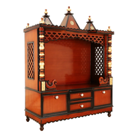 Abhikya Kostha Floor Rested Pooja Mandir/Wooden temple for home in Brown Gold color 45° side view